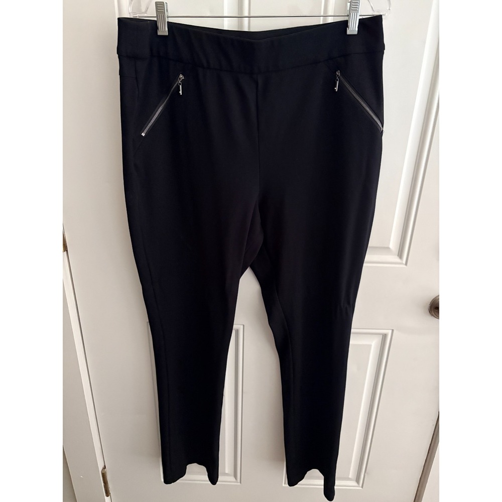 INC International Concepts Womens Pants Sz 14 Black Zipper Pockets Elastic Waist